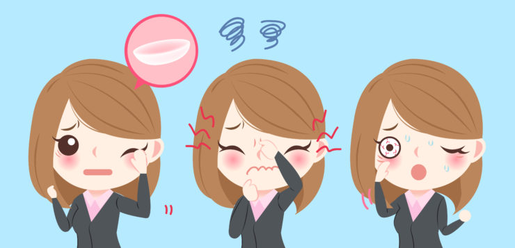 woman contact lens discomfort