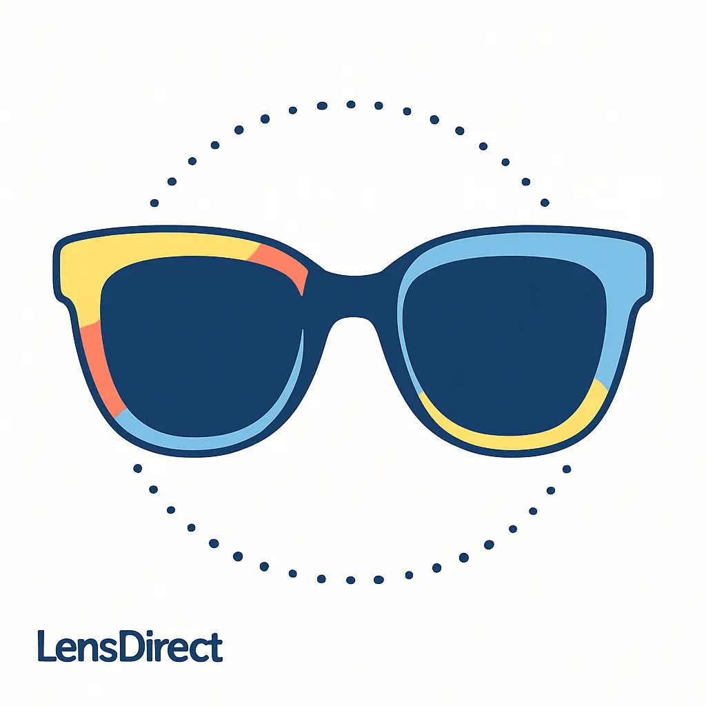 A split scene showing acetate and metal sunglass frames, highlighting differences in texture, weight and style for round faces.