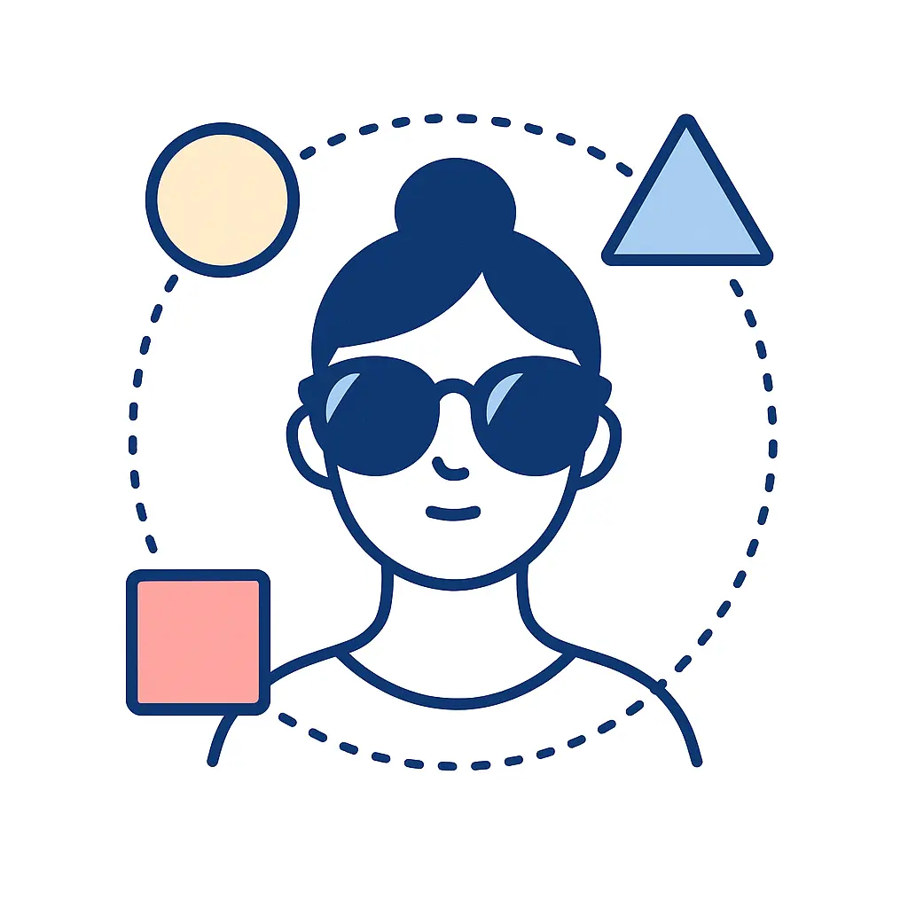 Friendly customer service representative assisting over chat, depicted with headset and dotted connections to a user’s device.
