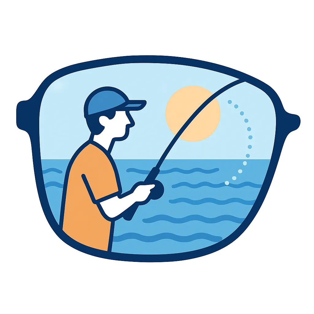 Angler using PRIZM lenses to see beneath water surface and cut glare.