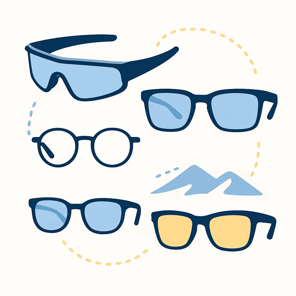 Minimal silhouettes of Oakley’s top sports frame shapes in a clean layout.