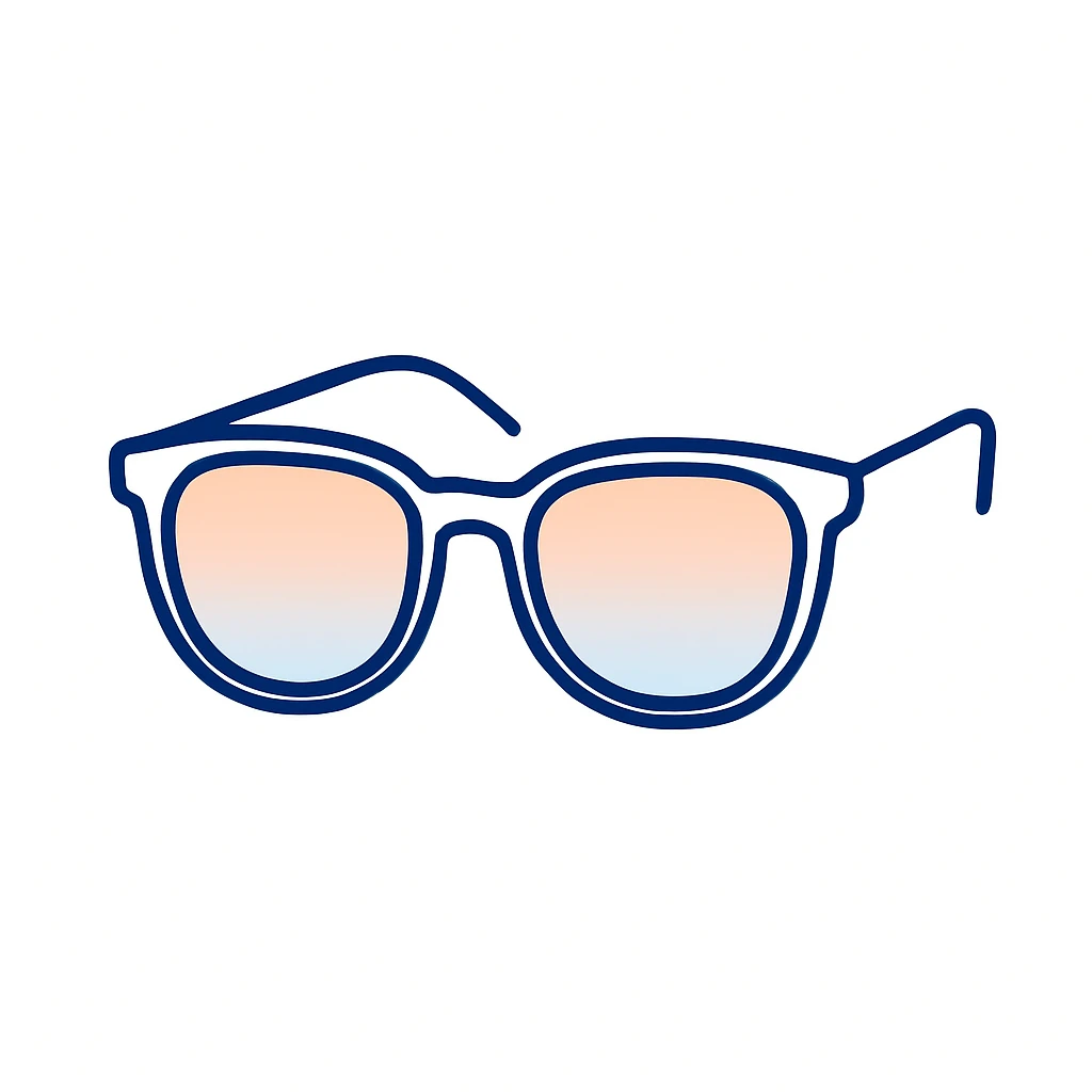 Stylized sunglasses with lenses that transition from darker to lighter tint, showing gradient lens effects.