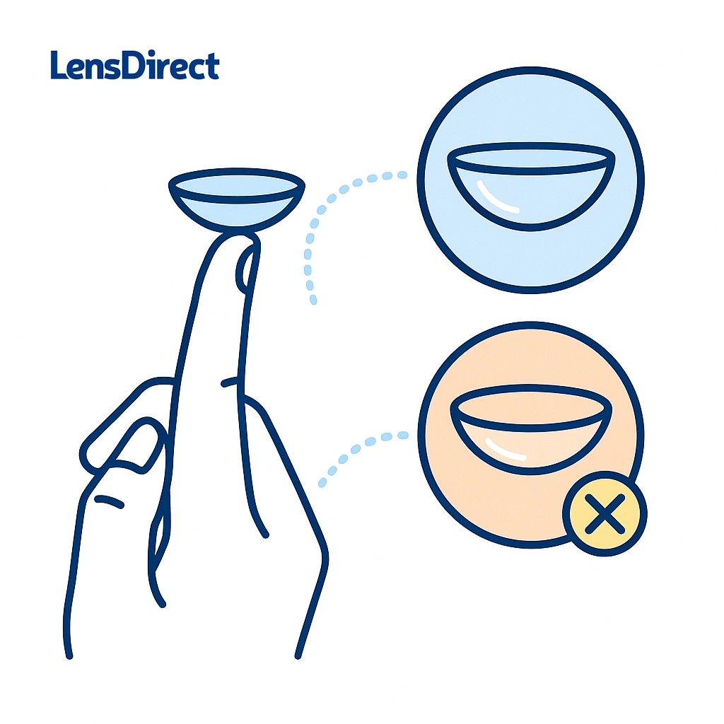 Graphic showing left and right eyes with a lens above one eye and dotted arrow indicating which eye to start with.