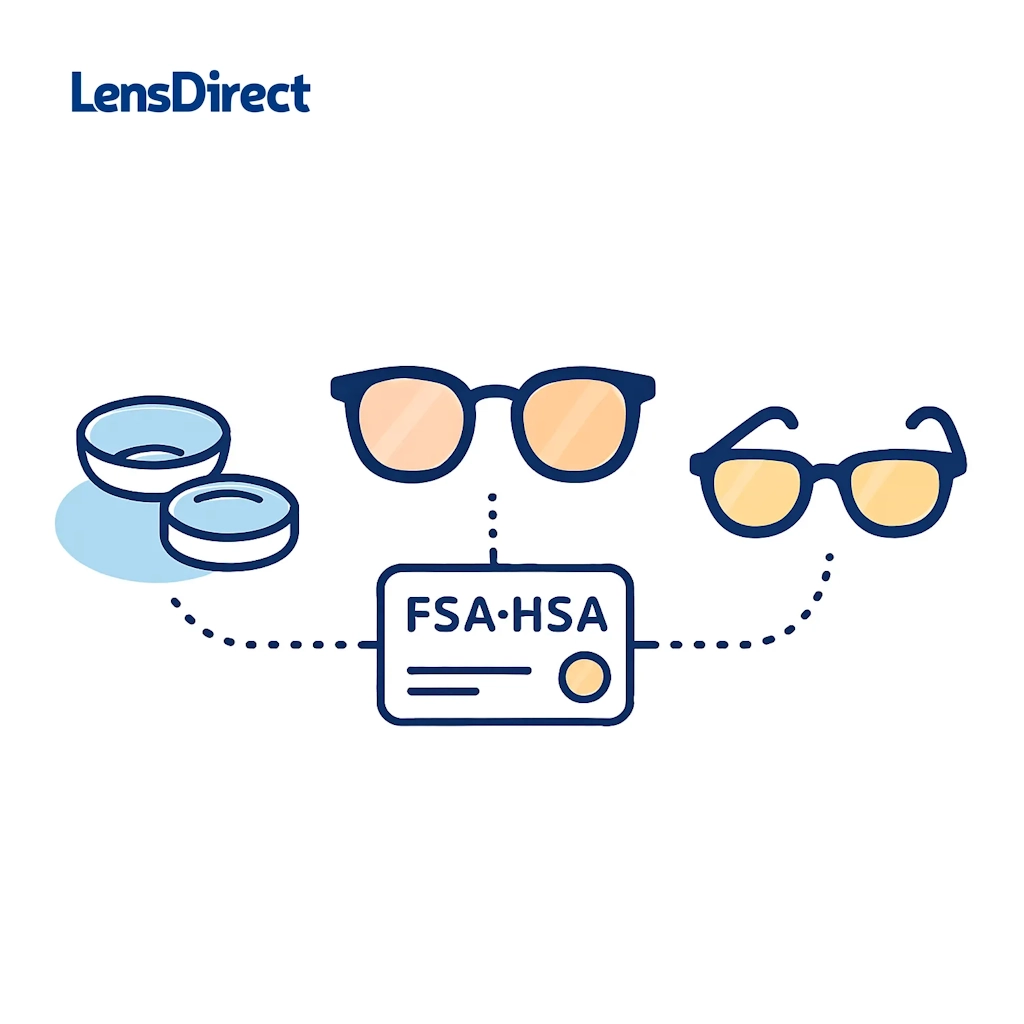 Calendar and gauge linked to stacks of contact lens boxes to depict budgeting annual supplies.