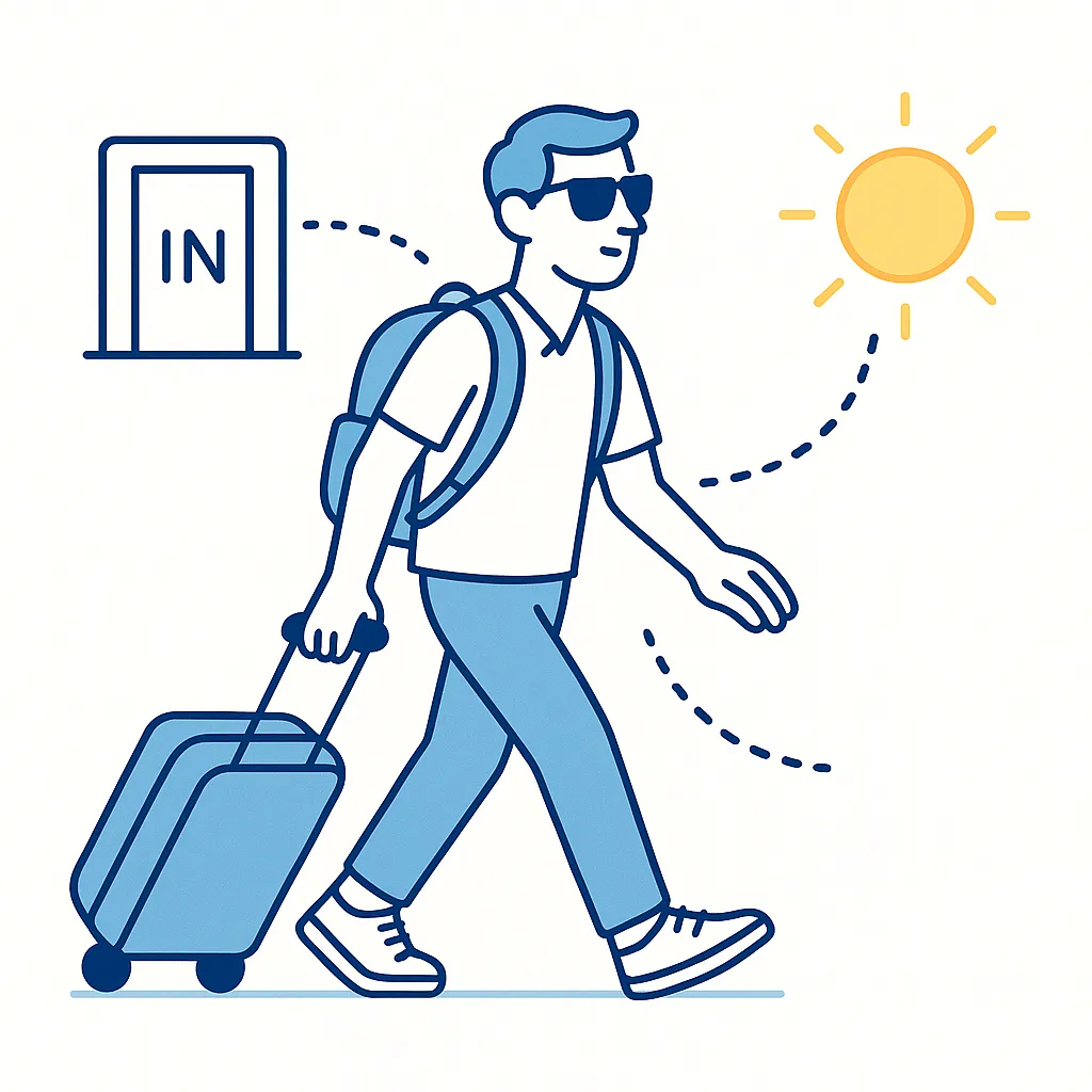 A serene person rests or meditates wearing comfortable glasses, surrounded by gentle shapes and dotted lines.