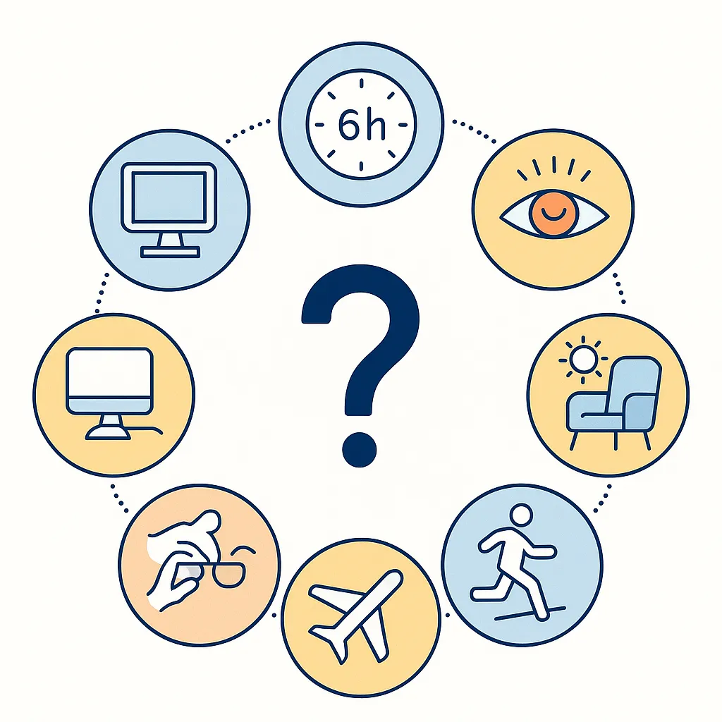 Two columns of icons compare features like comfort, adaptability, and satisfaction with dotted lines.