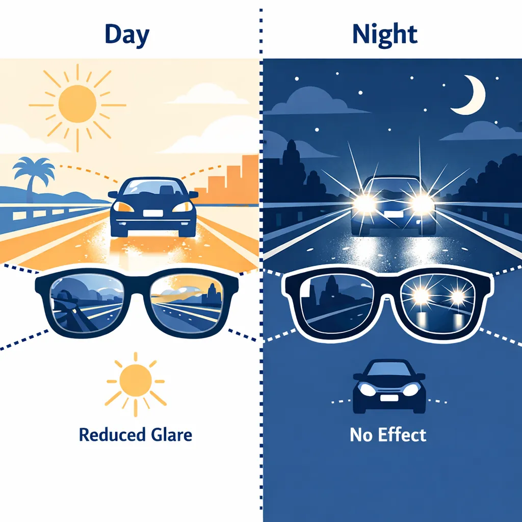 Infographic comparing blue light from screens and bright car headlights showing they are different sources of glare.