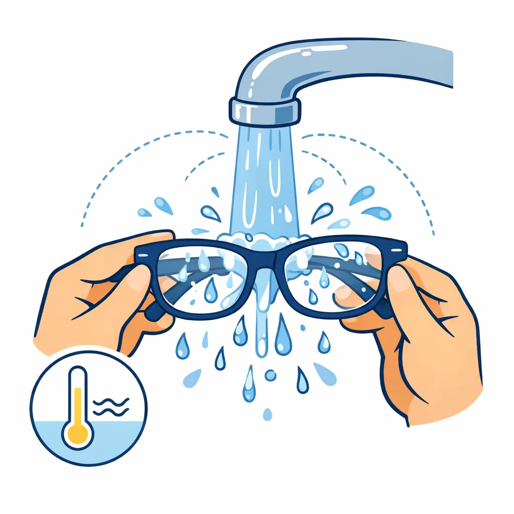 Minimalistic scene of hands washing with soap and water before cleaning glasses to avoid smearing oils.