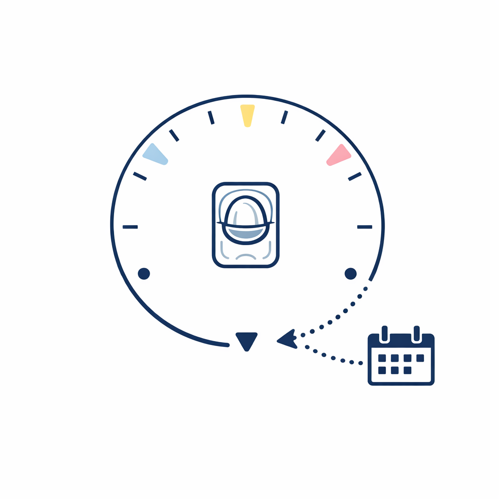 A simple dial selecting delivery frequency for contacts with options like monthly and quarterly.