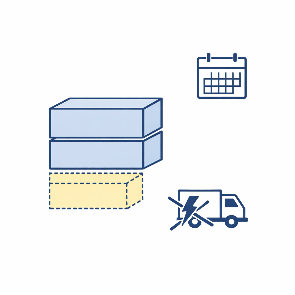 Contacts boxes with a small safety buffer indicator showing a planned extra set to prevent emergency orders.