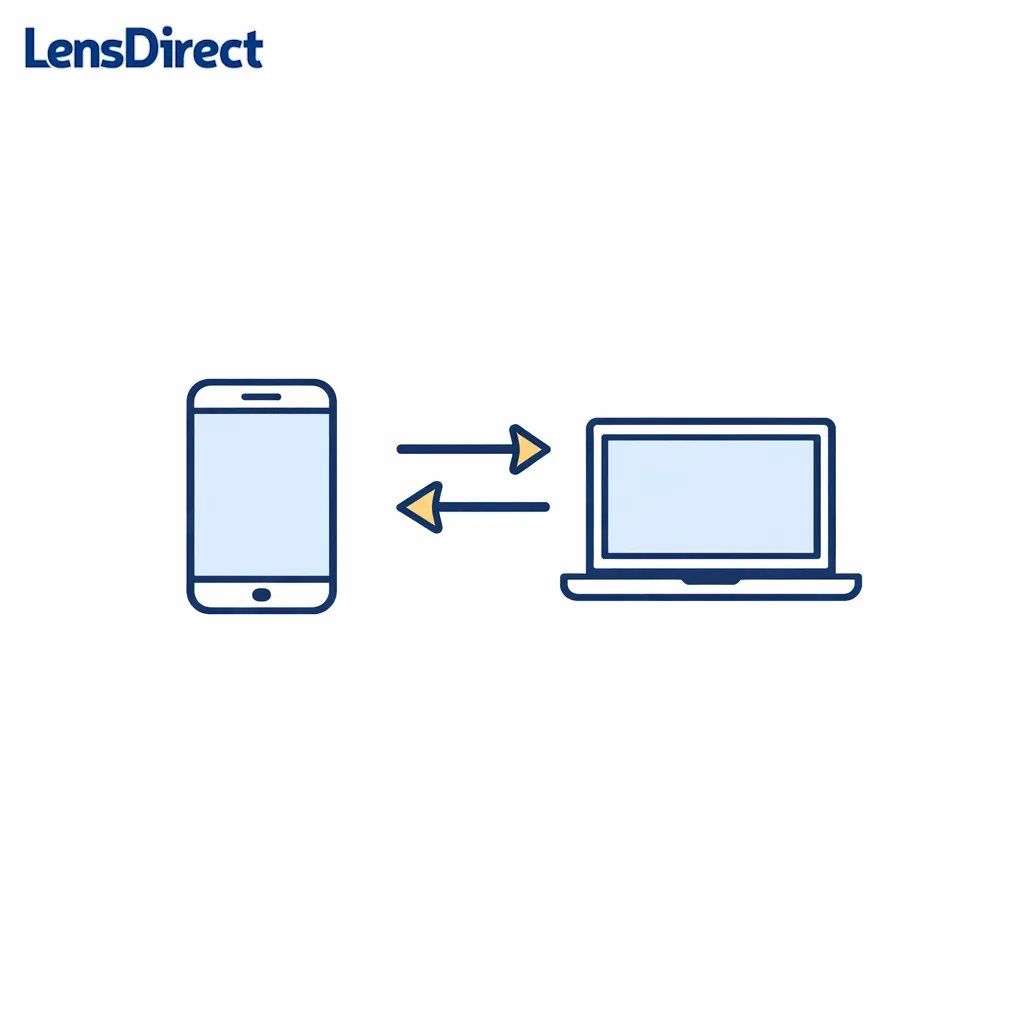 A phone and laptop side by side with a swap arrow indicating trying another device or browser.