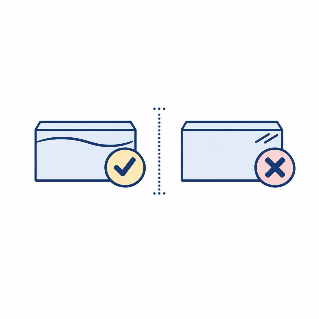 Two nearly identical box icons are compared, with one marked eligible and the other ineligible.