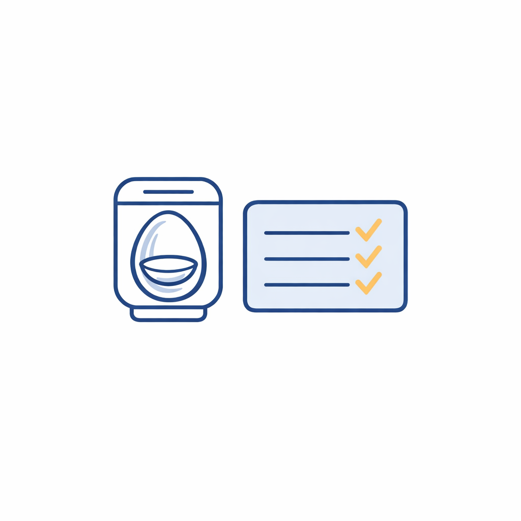 A contact lens blister pack beside a prescription card showing exact specs with checkmarks.