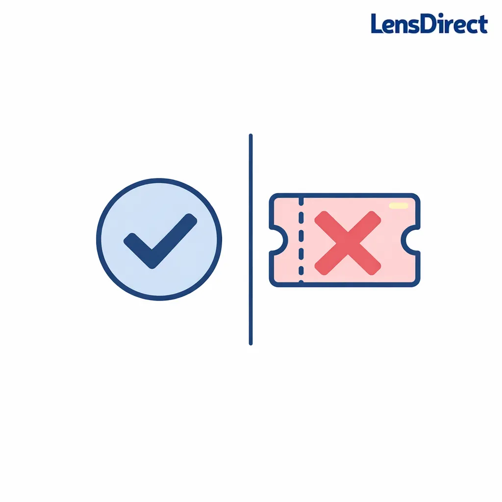 A split comparison showing an ID check badge on one side and a generic coupon ticket on the other.