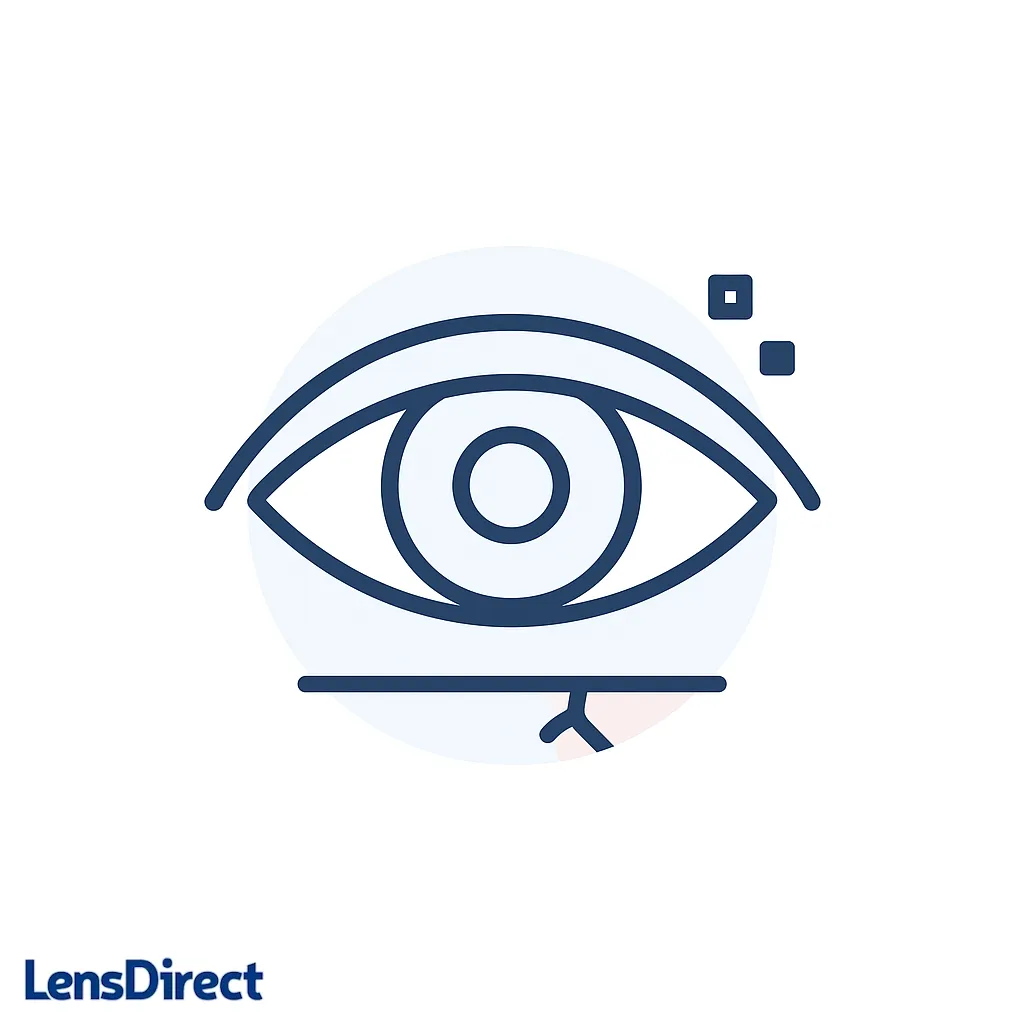 Eye icon with a half-blink lid and a drying tear film bar suggesting incomplete blinking during screen use.