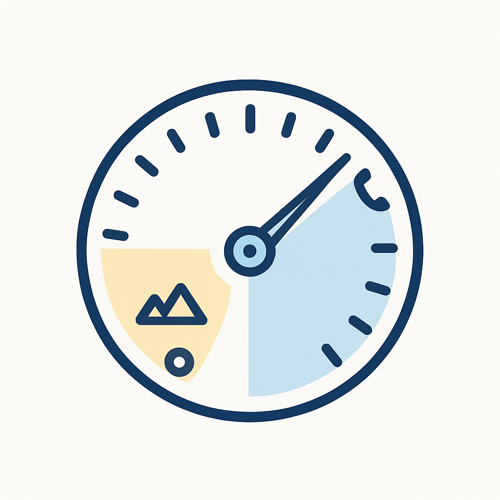 A focus dial illustration showing near-work strain building over time with a reset notch.