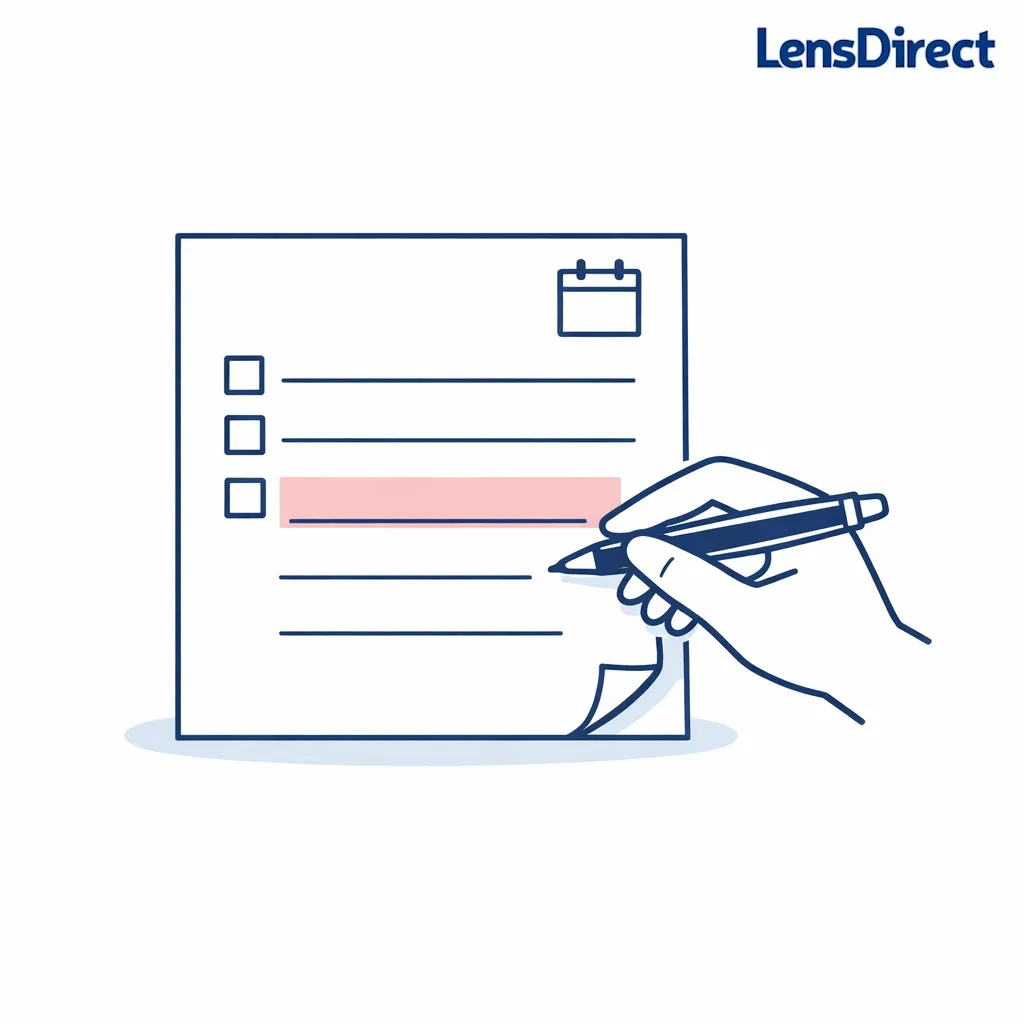 A hand with a pen points to key fields on a rebate form to suggest careful completion.