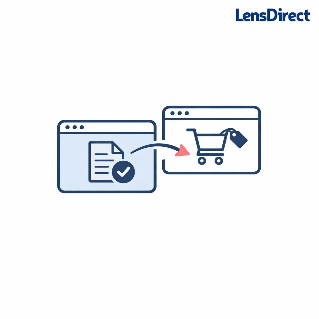 A verification window and a store window connected by an arrow indicating return to the cart.