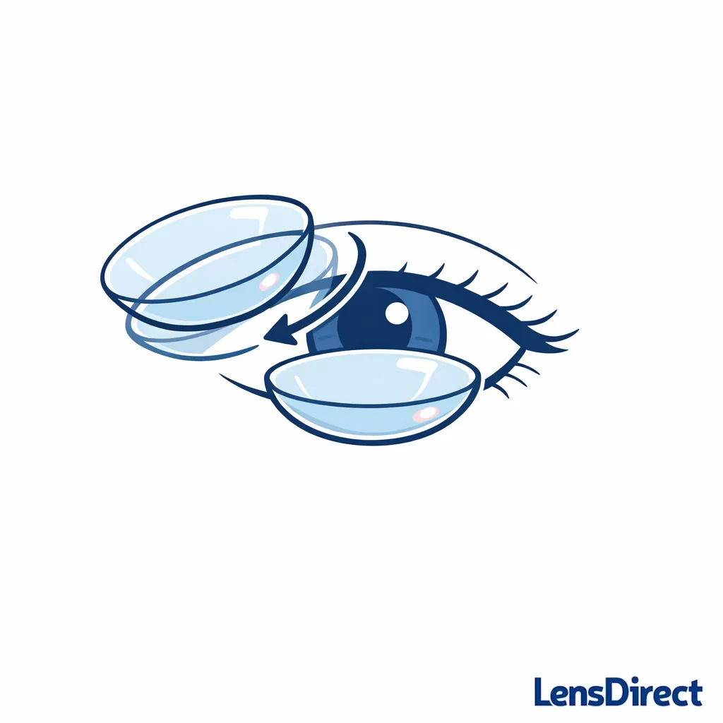 A toric contact lens rotates slightly then re-aligns on an eye after a blink, restoring sharp vision.