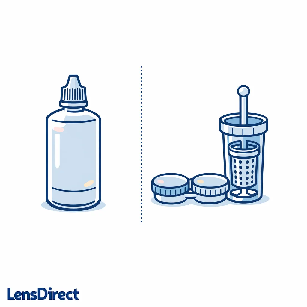 Minimal line-art comparison of a multipurpose bottle and a peroxide case shown side by side on white.