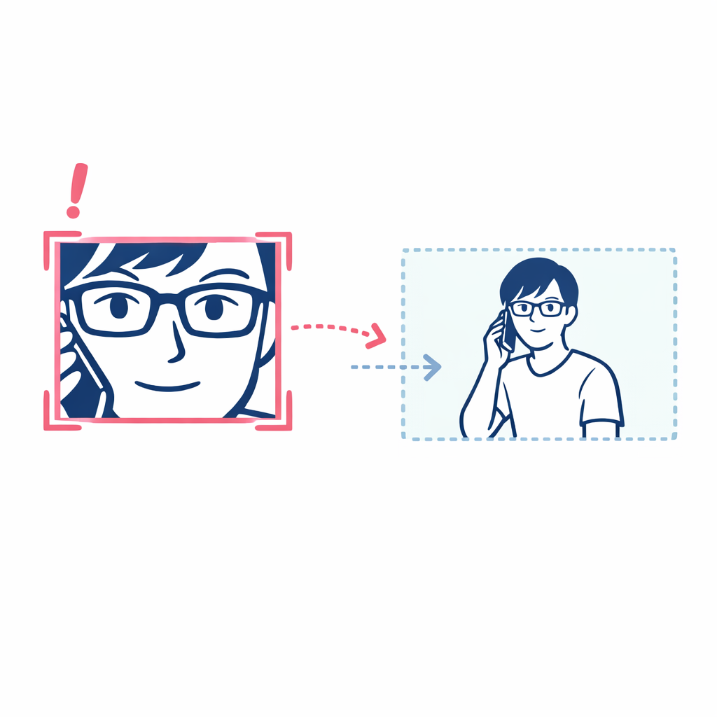 Diagram shows stepping back and zooming in slightly to keep the frame proportions accurate in photos.