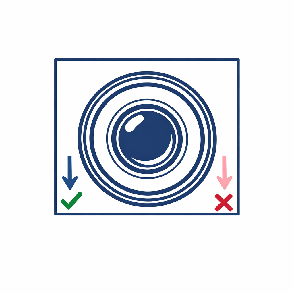 Diagram highlights the lowest inside lens opening as the correct starting point, not the outer frame edge.