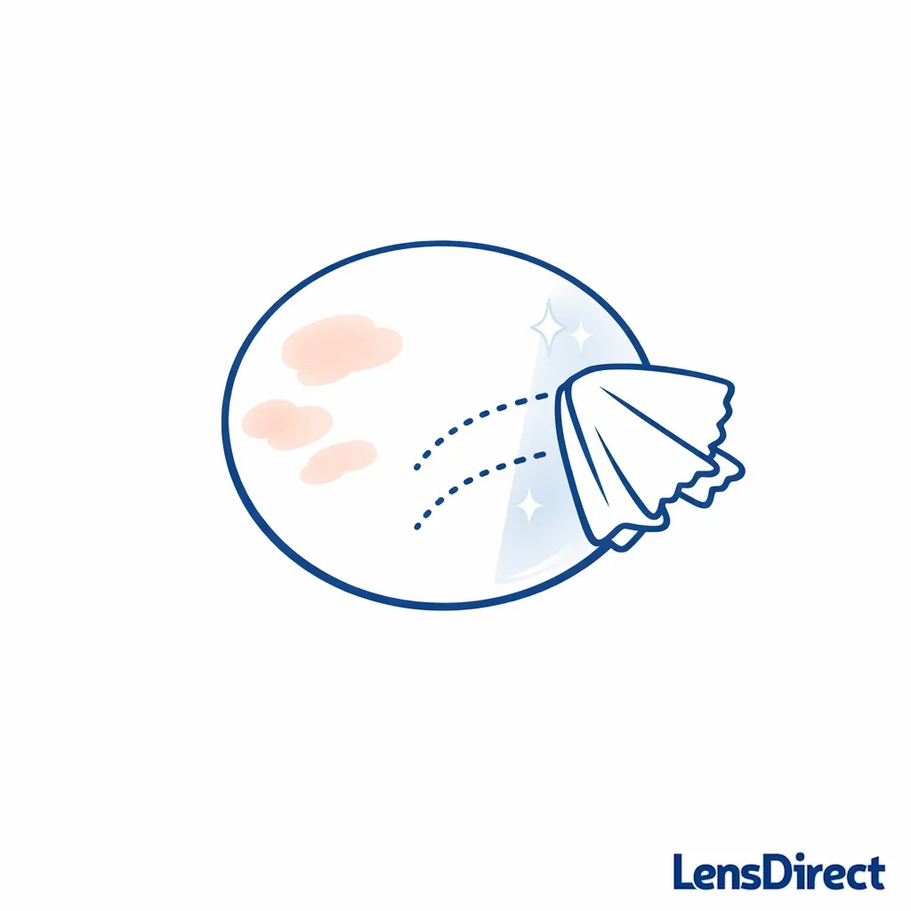 A microfiber cloth and lens icon highlight that smudges can worsen glare regardless of coatings.