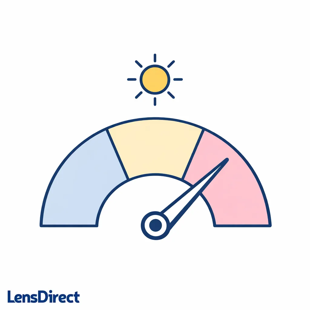 A simple gauge icon suggests checking UV index to plan coverage and tint choice.