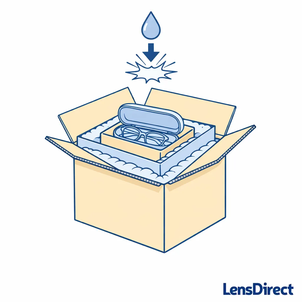 Cutaway shows hard case inside an inner box, then cushioned within a larger outer box.