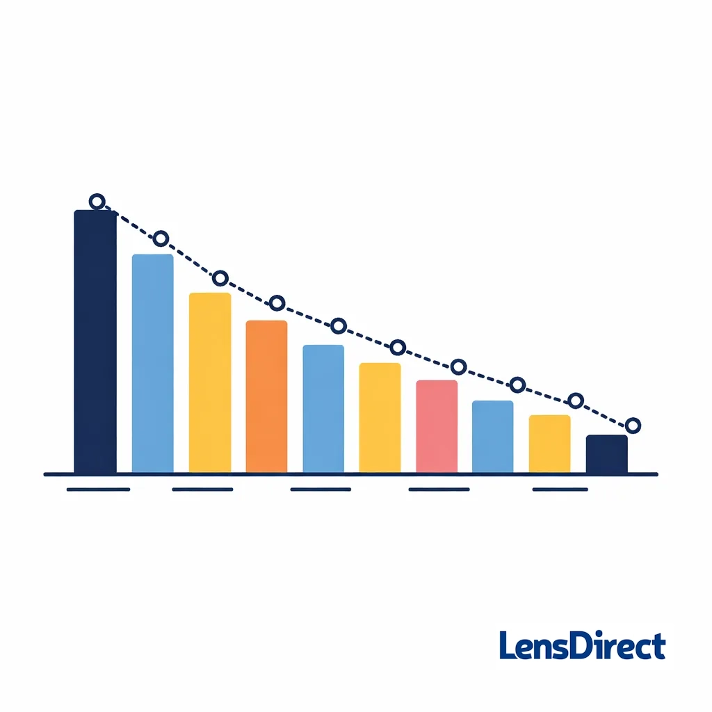 Stylized bar chart with dotted lines comparing top-selling daily disposable contacts.