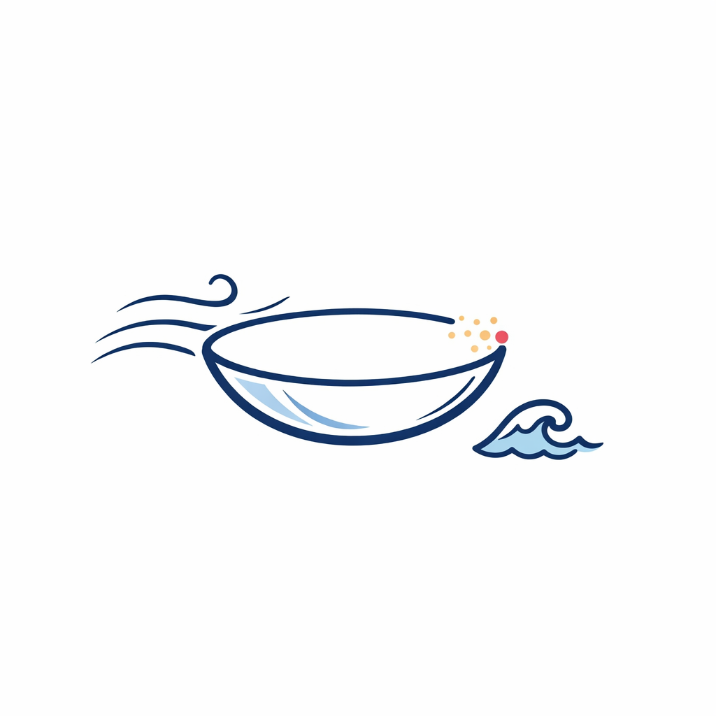 A contact lens icon is shown with tiny sand dots and wind lines to illustrate beach irritation risks.