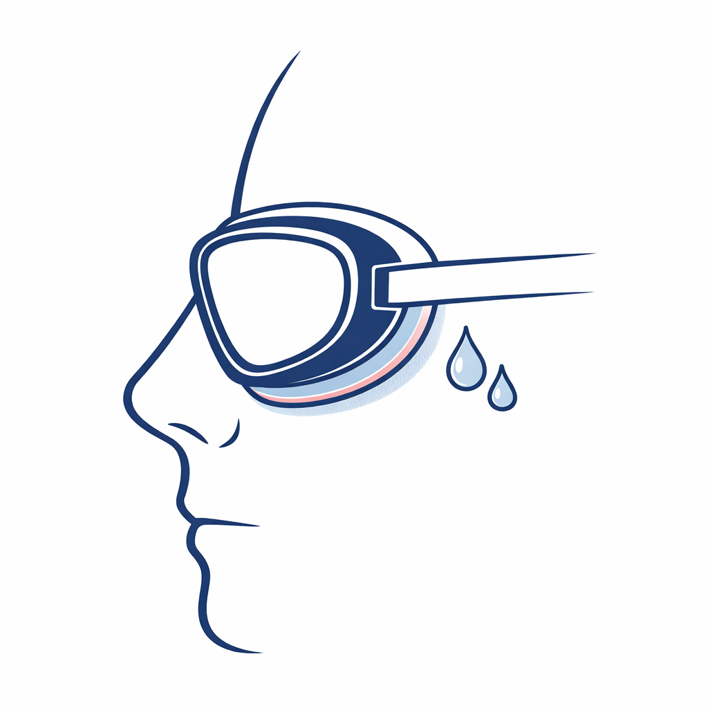 A close-up diagram shows a goggle gasket sealing against a face contour to prevent leaks.