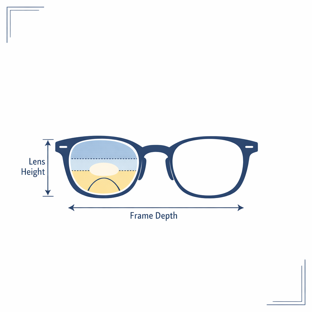 A taller lens diagram highlights why progressive orders need careful frame selection.