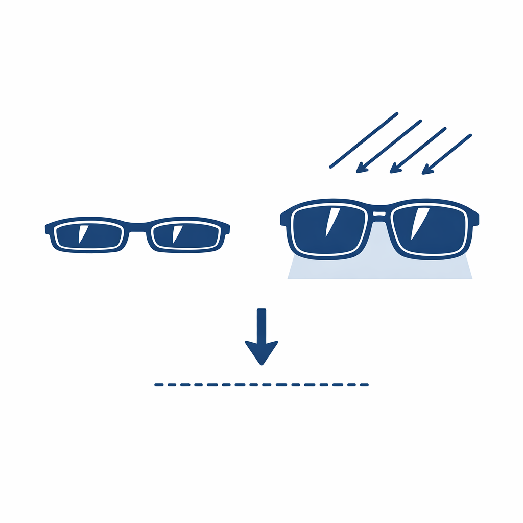 A lens height comparison shows how taller lenses block overhead sun when a golfer looks down to putt.