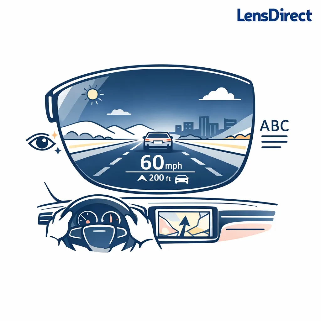 A standard tinted lens concept highlights clear dashboard visibility for screen-heavy vehicles and HUD users.