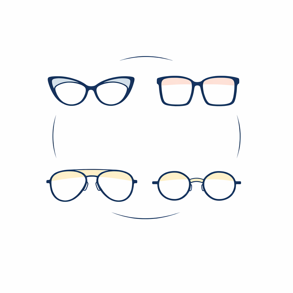 A clean lineup of cat-eye, square, aviator, and round frames emphasizes timeless over trendy shapes.