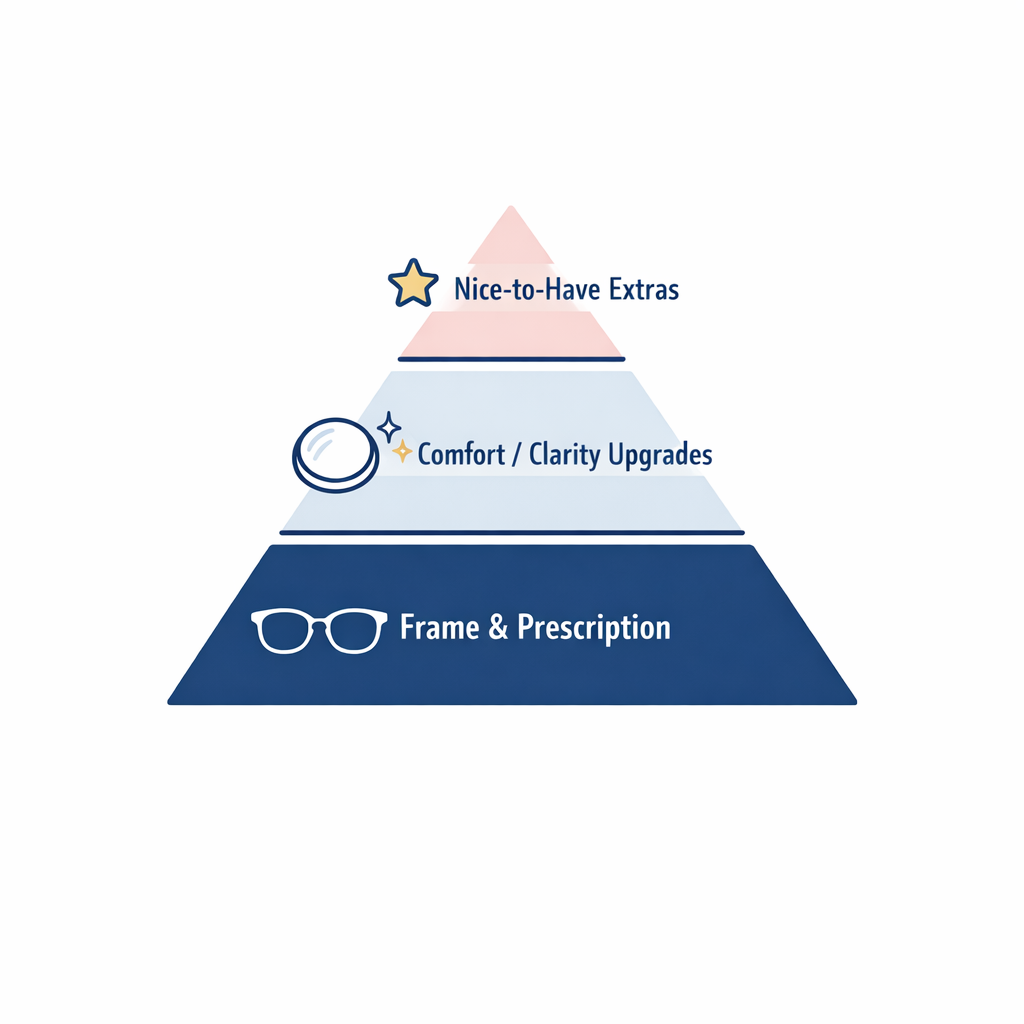 A simple three-level ladder ranks fit first, clarity upgrades second, and optional extras last.
