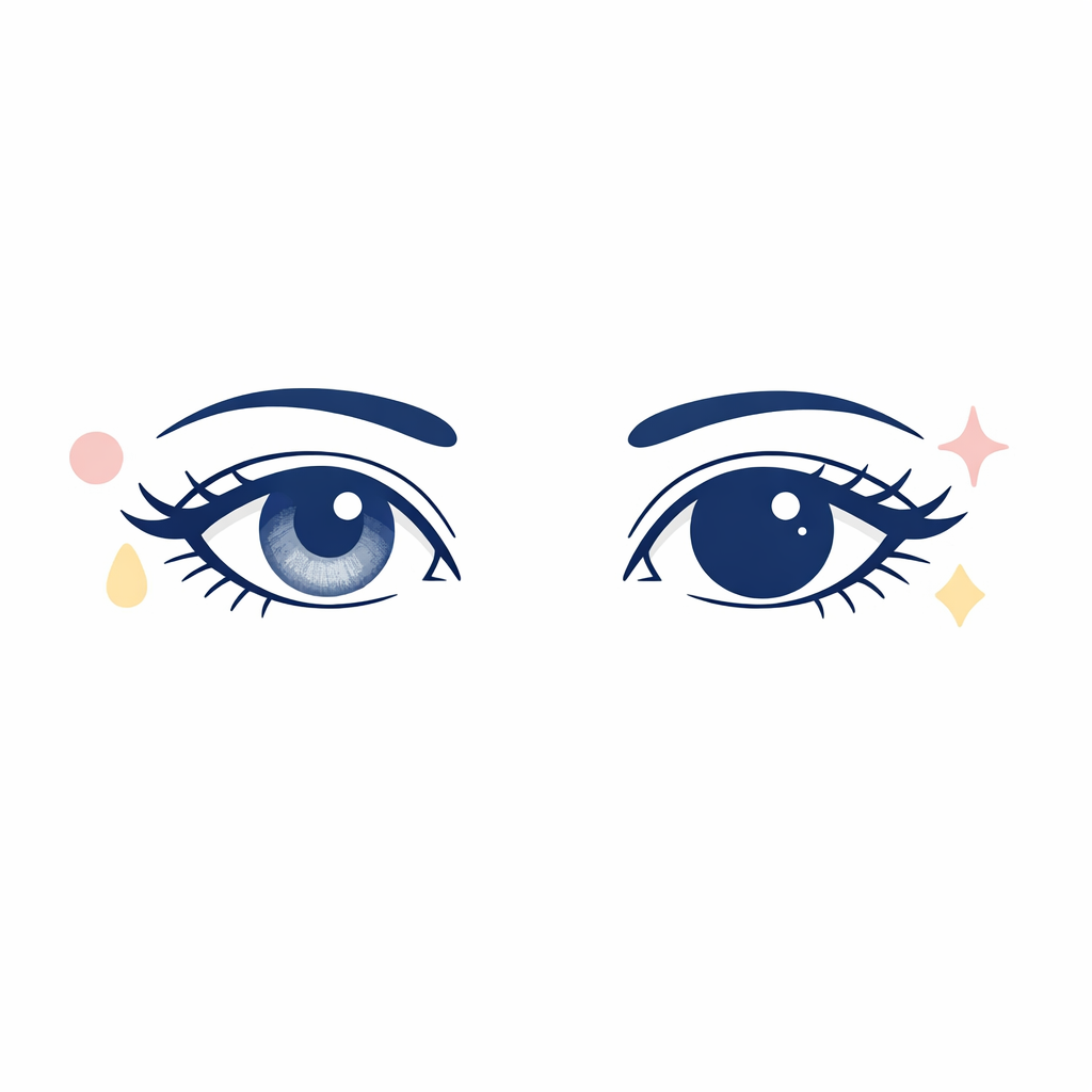 Two stylized eyes compare subtle enhancement shades with vivid opaque color change.