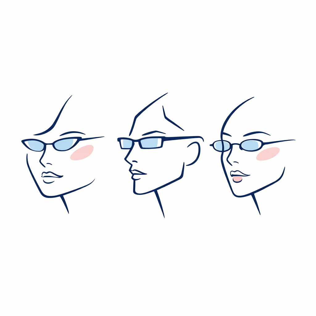 Abstract face outlines paired with narrow frames to show contrast and definition.
