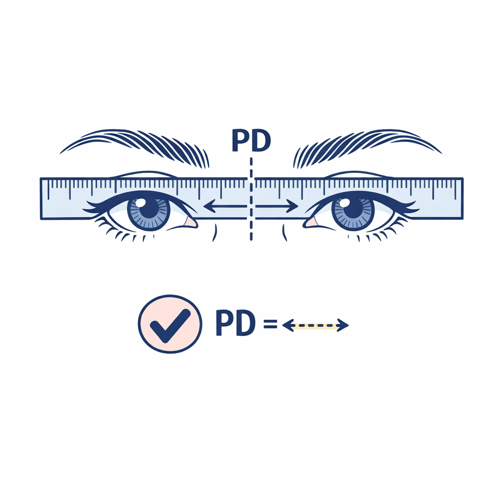 A careful PD measurement guide uses a ruler and centered pupils to stress accuracy without alarm.