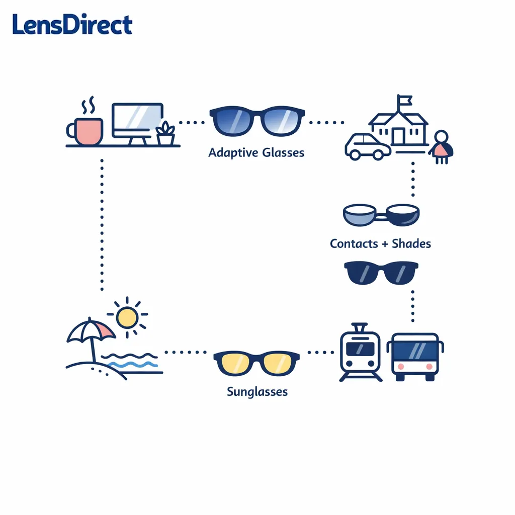 A simple path graphic connects routines to the most suitable lens setup.