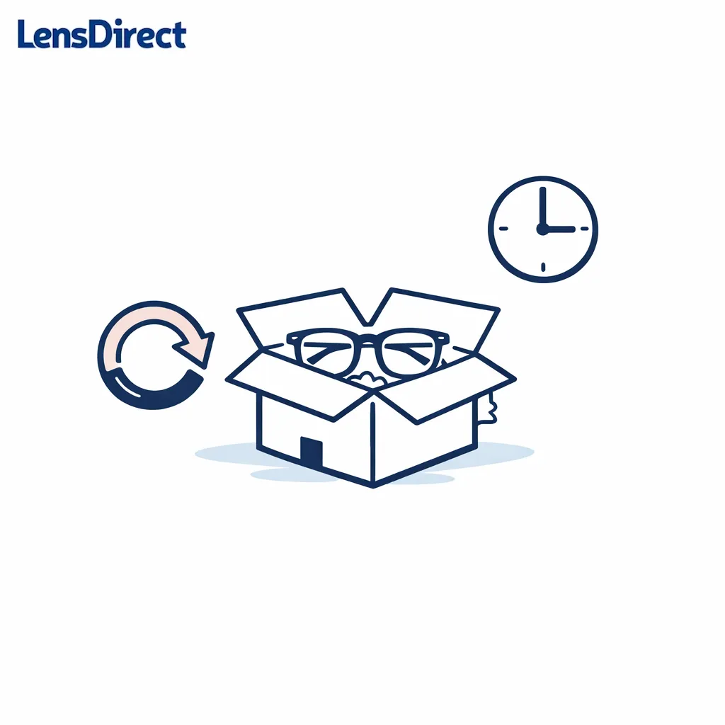 A return box, shipping clock, and remake arrows show why policy matters.