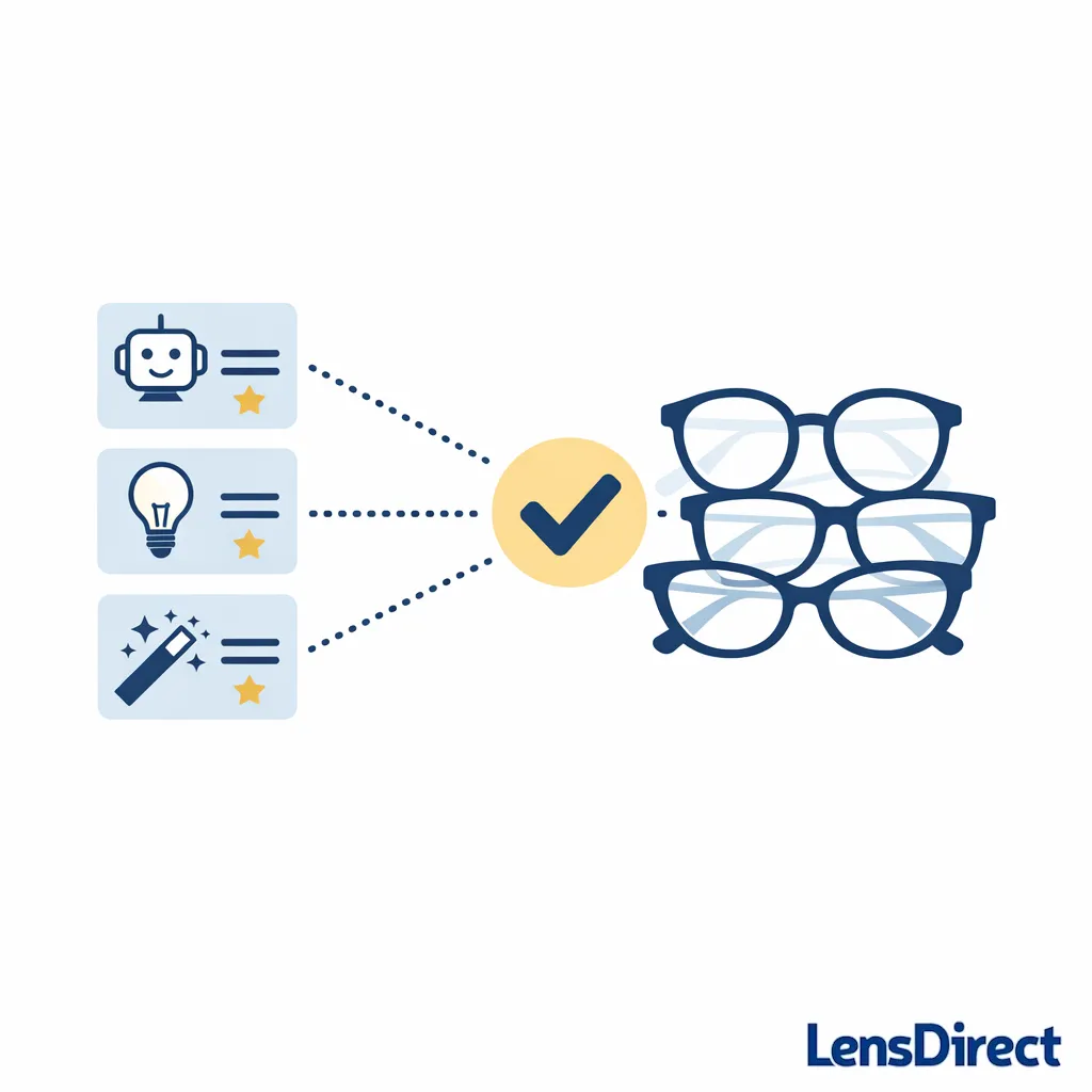 Multiple recommendation paths converge on similar frame shapes for stronger confidence.