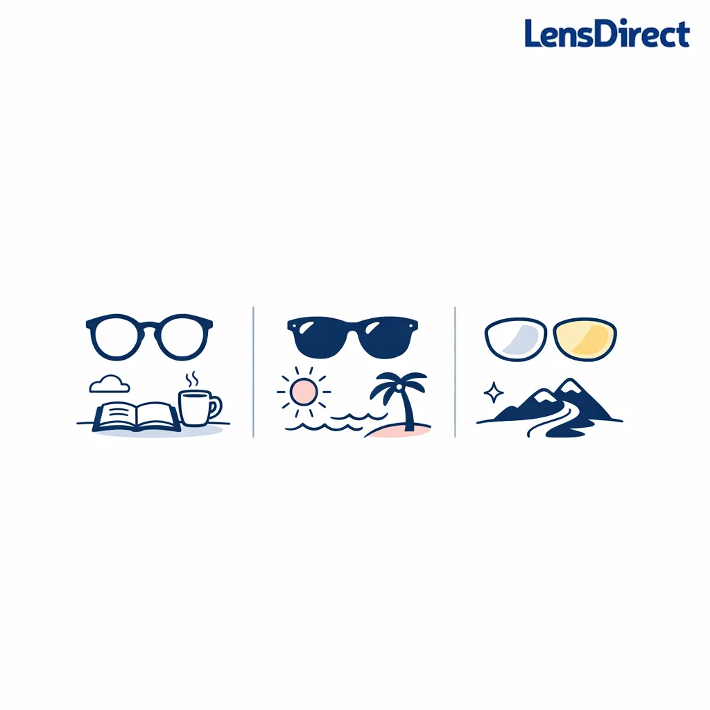 A final comparison groups everyday glasses, sunglasses, and replacement lenses into clear shopping paths.