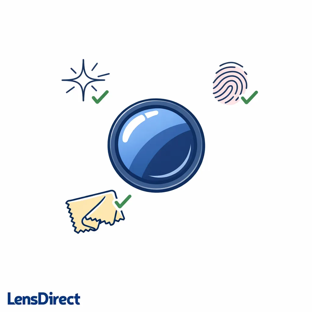 Simple icons show glare, smudges, and cleaning effort to explain which lens coatings add real value.