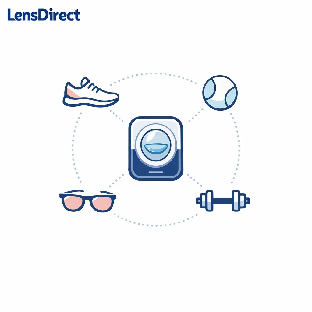 Fresh daily contacts paired with simple sport icons for gym days and occasional use.