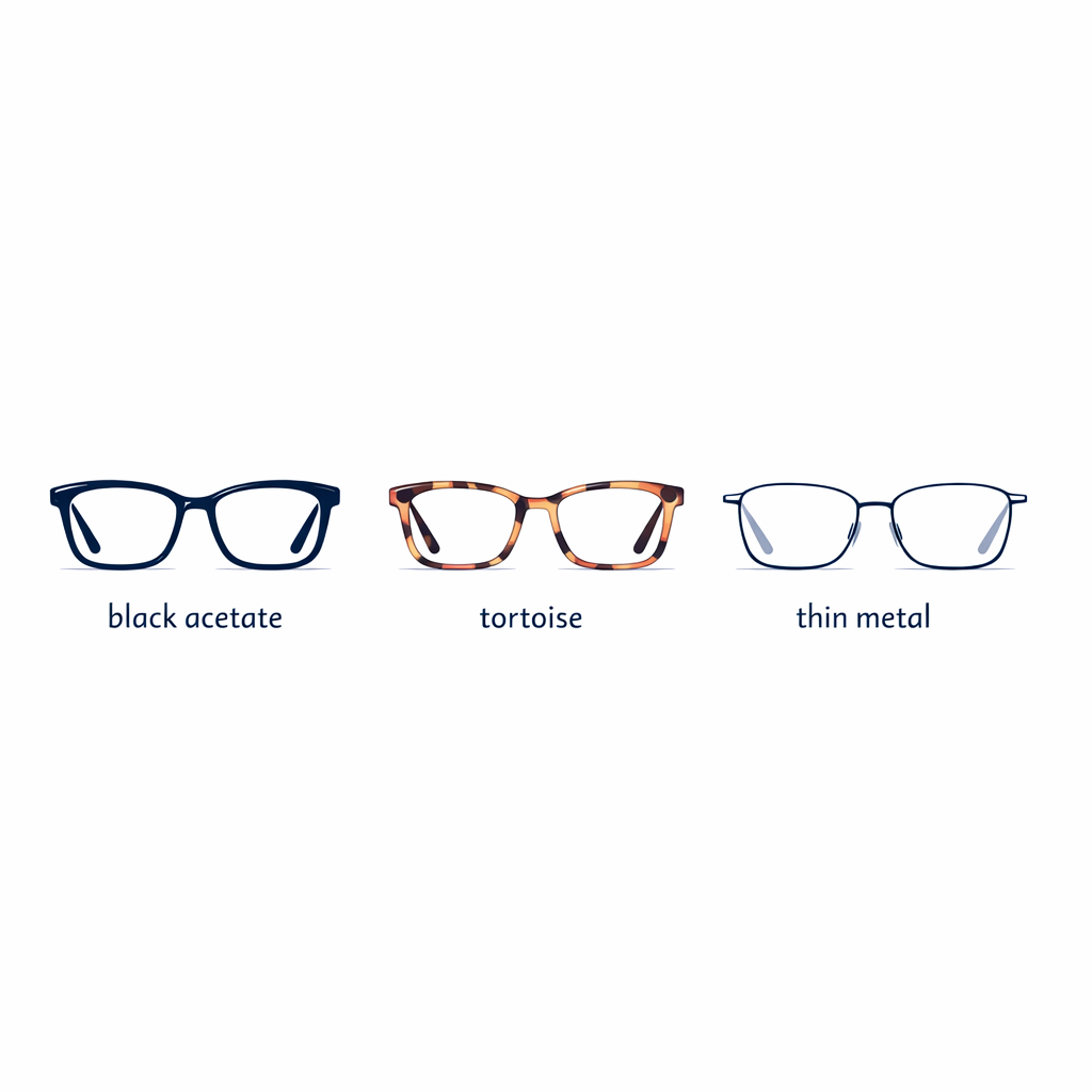 Three sleek frame finishes shown as an airy style comparison on white.
