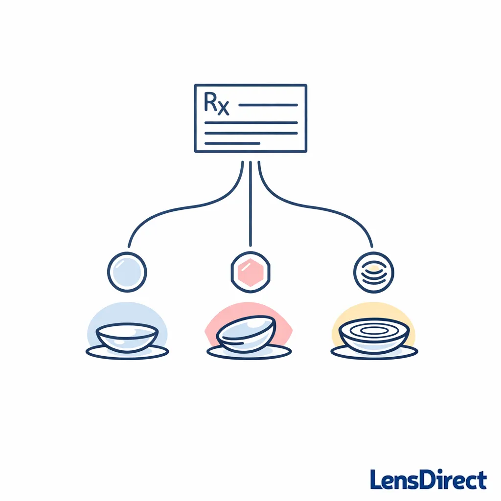 Three lens design paths show how shoppers should stick with their prescribed category when comparing options.