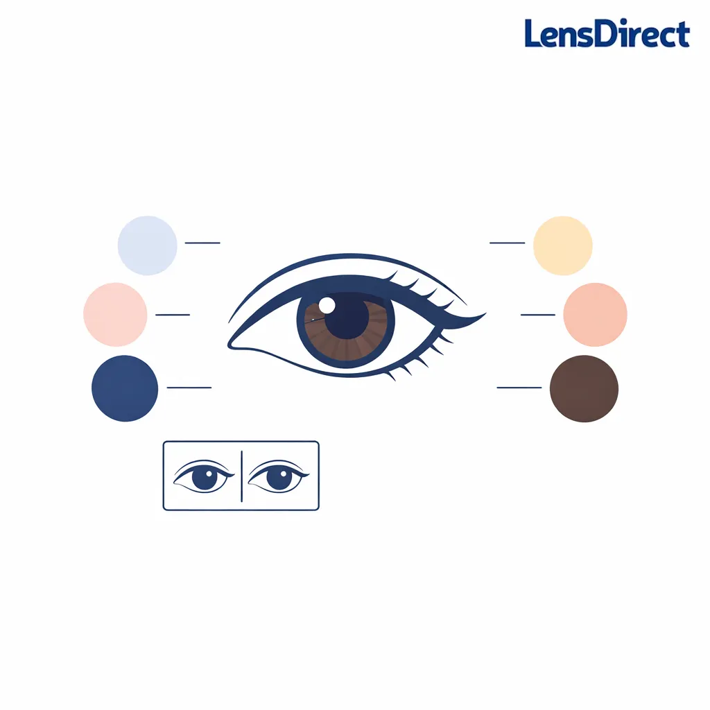An iris swatch comparison highlights stronger coverage and similar-eye examples for dark eyes.