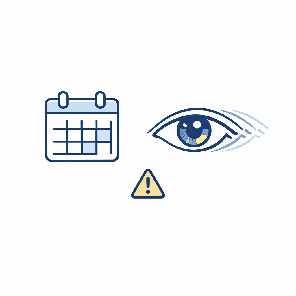 A calendar and persistent eye flutter icon show that longer-lasting twitching deserves more attention.